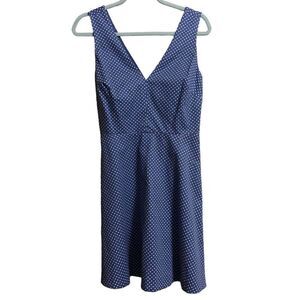 2/$30 Victoria's Secret Womens Shift Dress Blue 8 Polka Dot Cut Out Sleeveless